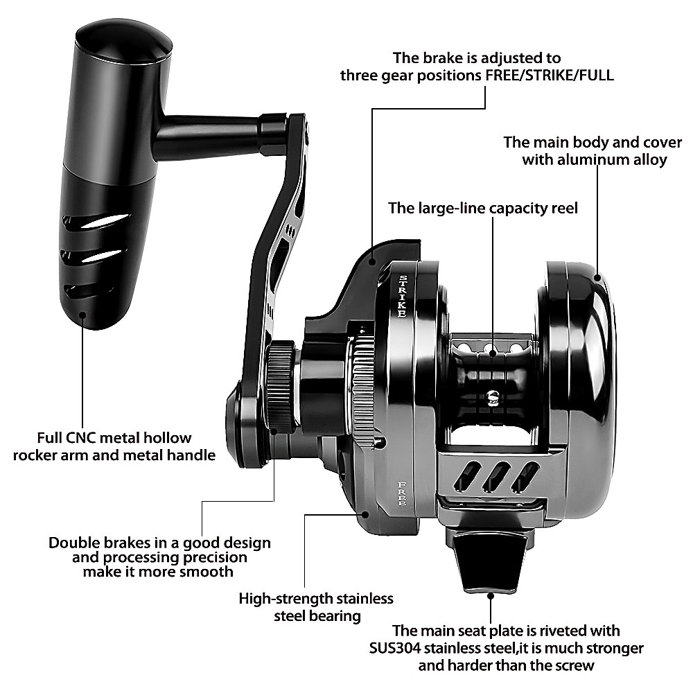 KATYUSHA KR200/ KR300 Jigging Reel with Power Handle Saltwater Trolling - detail