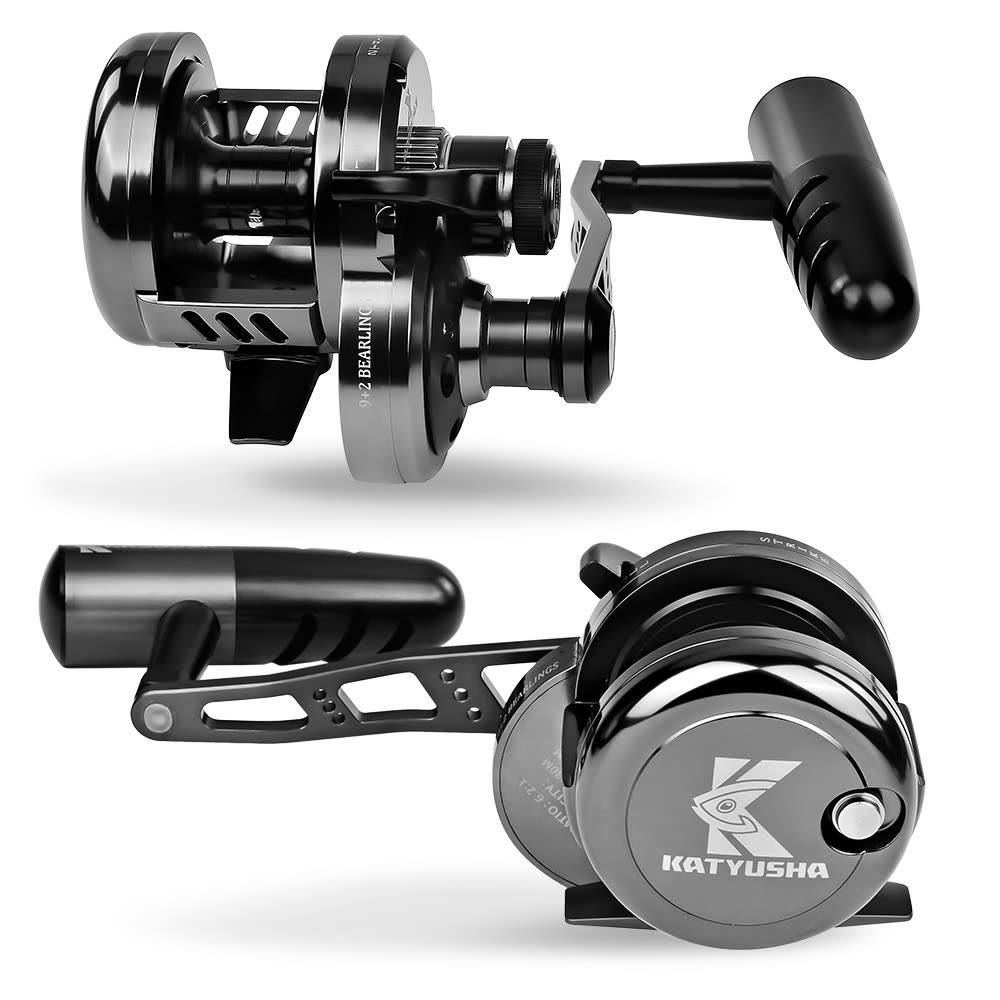 KATYUSHA KR200/ KR300 Jigging Reel with Power Handle Saltwater Trolling - detail view
