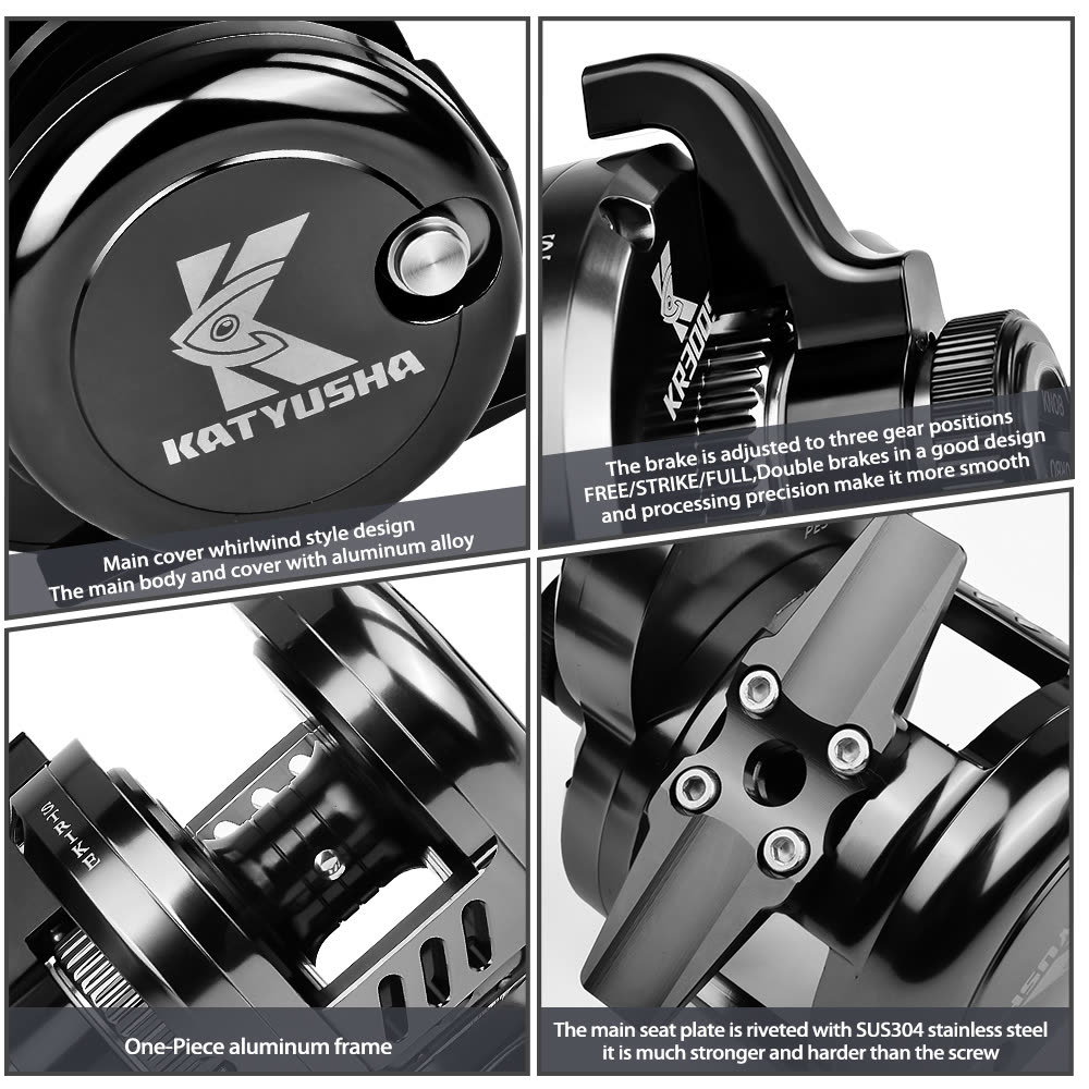 KATYUSHA KR200/ KR300 Jigging Reel with Power Handle Saltwater Trolling - detail view
