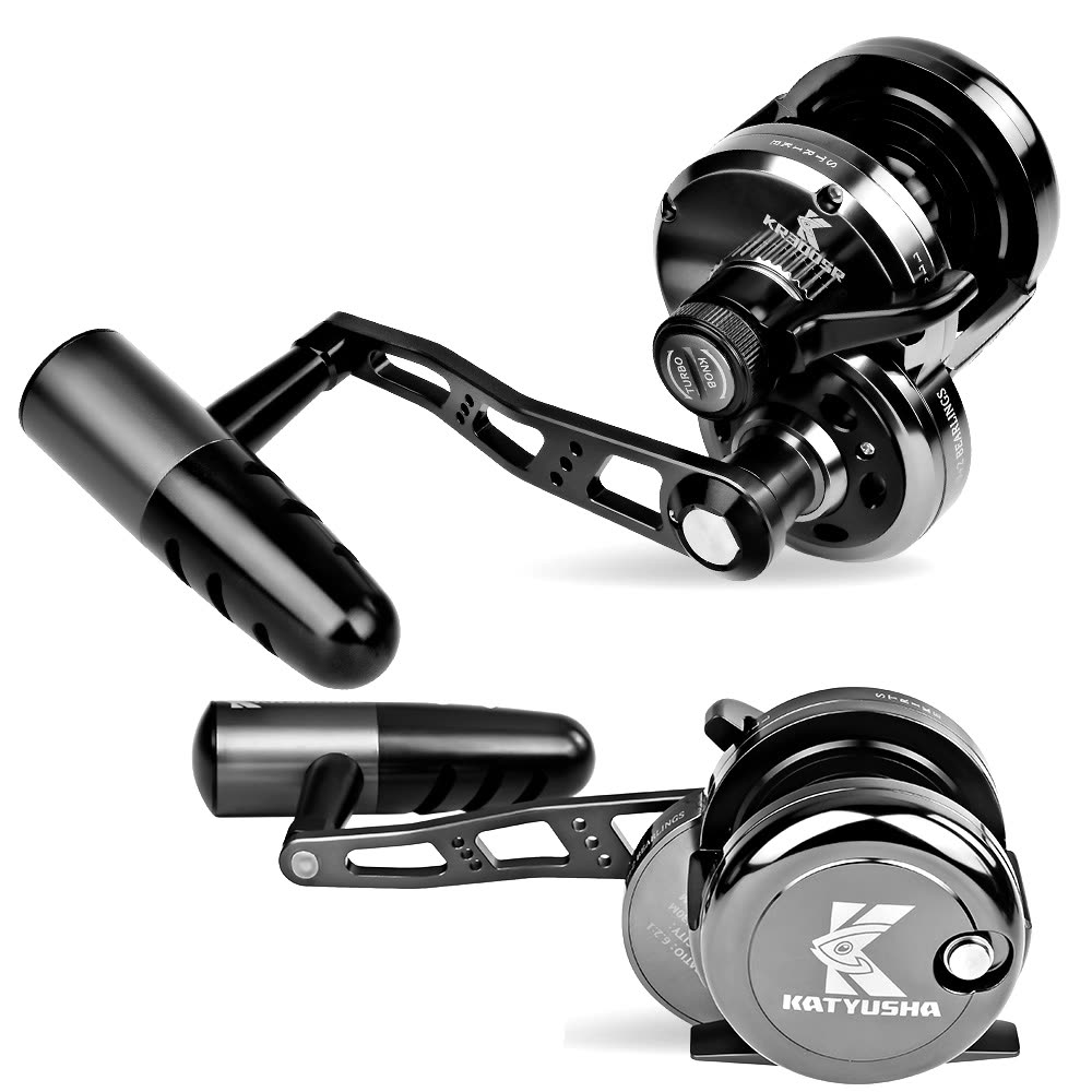 KATYUSHA KR200/ KR300 Jigging Reel with Power Handle Saltwater Trolling - in the field
