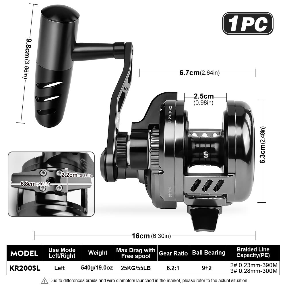 KATYUSHA KR200/ KR300 Jigging Reel with Power Handle Saltwater Trolling