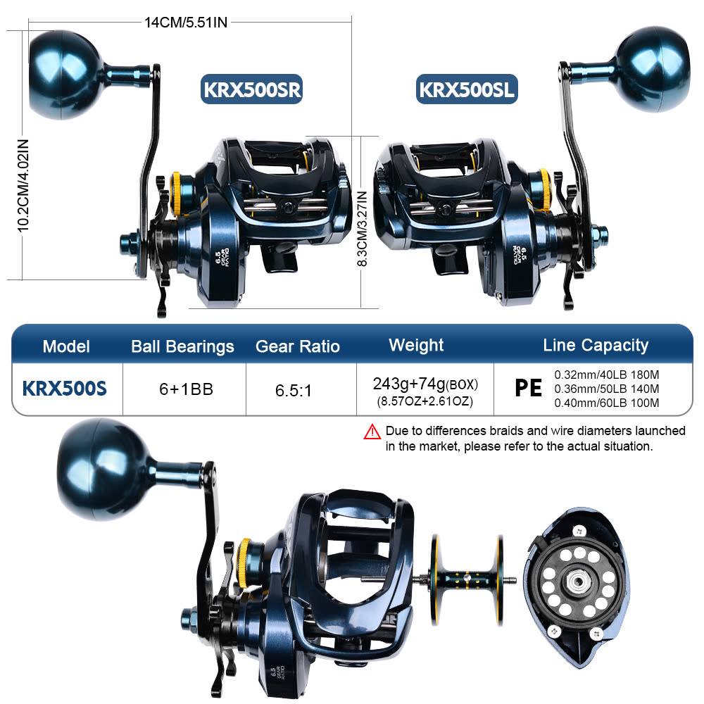 KATYUSHA KRX500 Baitcasting Reel Left/ Right Handle Saltwater - detail view
