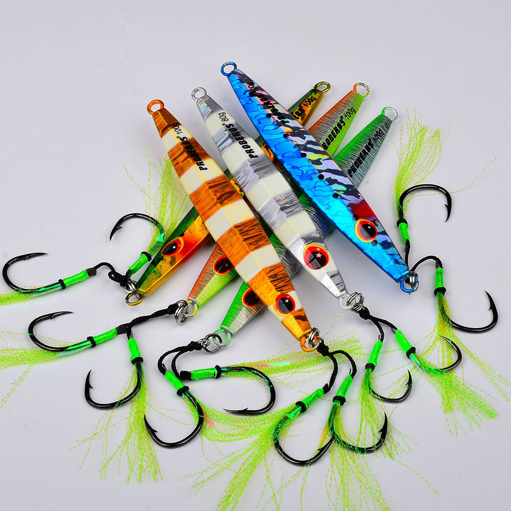 KATYUSHA Saltwater Vertical Jigging Bait, Metal Jig Lure, 60g-100g, with Assist Hook