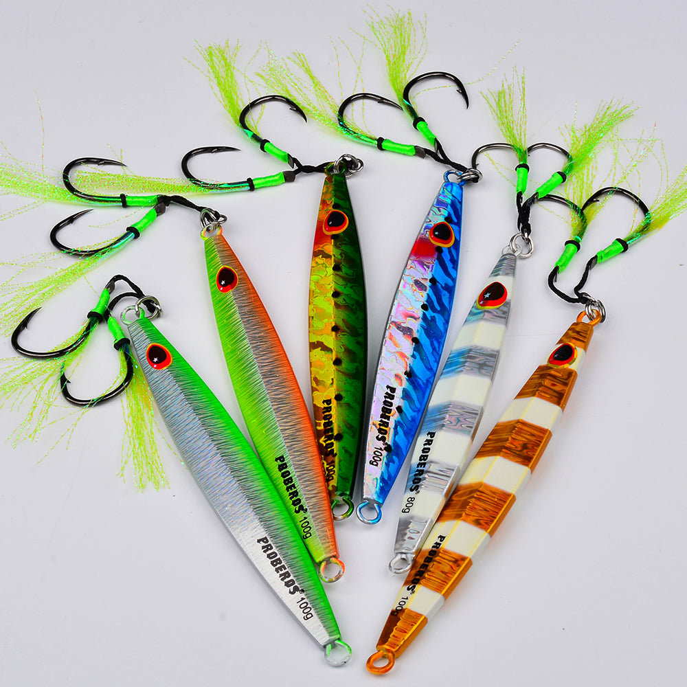 KATYUSHA Saltwater Vertical Jigging Bait, Metal Jig Lure, 60g-100g, with Assist Hook