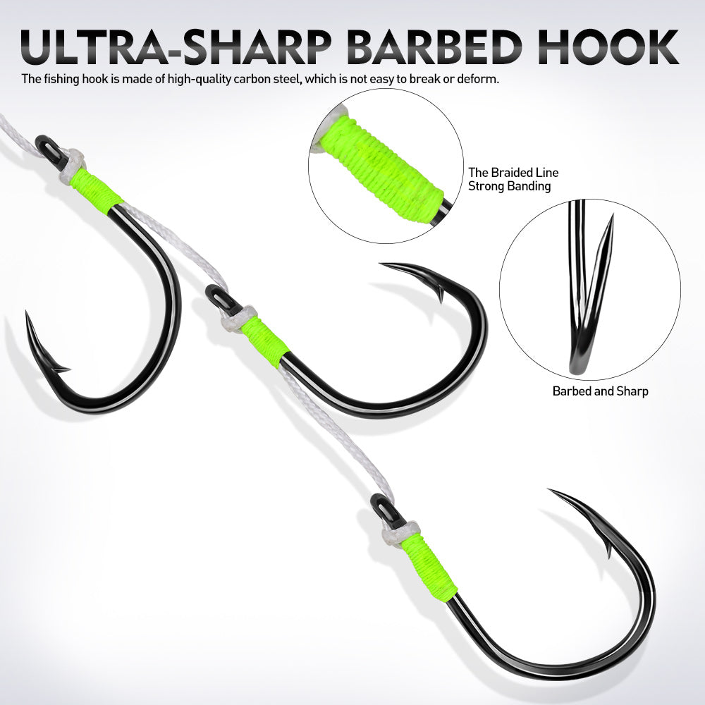 KATYUSHA Lead Kabura Jig with Squid Skirt; Triple Assist Hooks 3D Big Eye Saltwater Big Game Fishing Bait 100g-300g