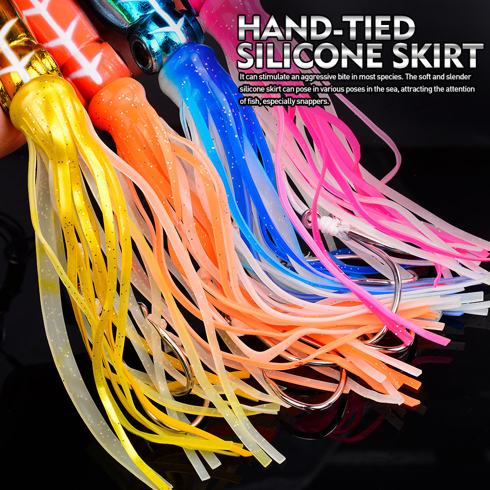 KATYUSHA Squid Lure, 115g-261g, with Wire Leader; Double Hooks Saltwater Deep-Sea Squid Jigging Bait