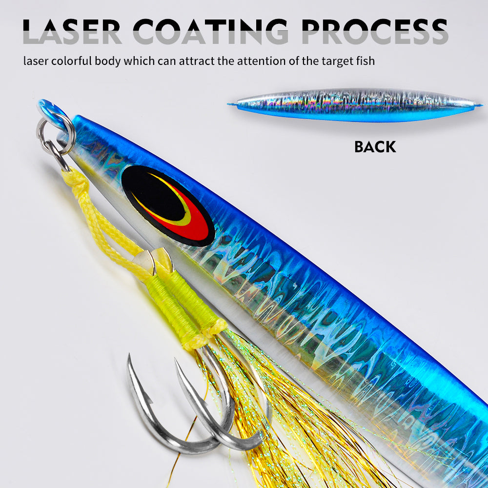 KATYUSHA Metal Jig Fishing Lure Swimbait Spinner Sea Tackle Kit Pesca Artificial Bait Cast 3D Laser Wobbler Pike Spoon Carp Hook( with Assist Hook)