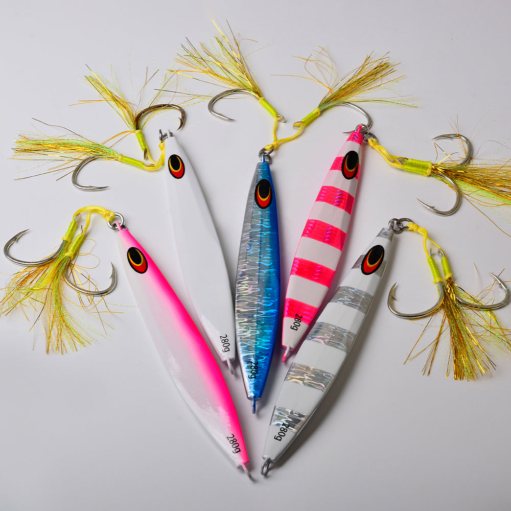 KATYUSHA Metal Jig Fishing Lure Swimbait Spinner Sea Tackle Kit Pesca Artificial Bait Cast 3D Laser Wobbler Pike Spoon Carp Hook( with Assist Hook)