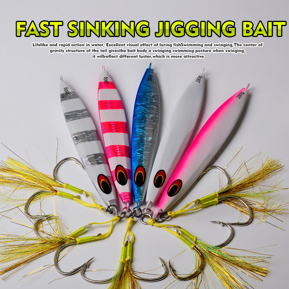 KATYUSHA Metal Jig Fishing Lure Swimbait Spinner Sea Tackle Kit Pesca Artificial Bait Cast 3D Laser Wobbler Pike Spoon Carp Hook( with Assist Hook)