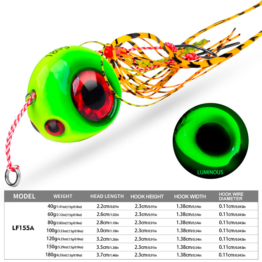 KATYUSHA Lead Slider Jig Lure with 3D Big Eye & Octopus Skirt Saltwater Fishing Bait 40g-180g