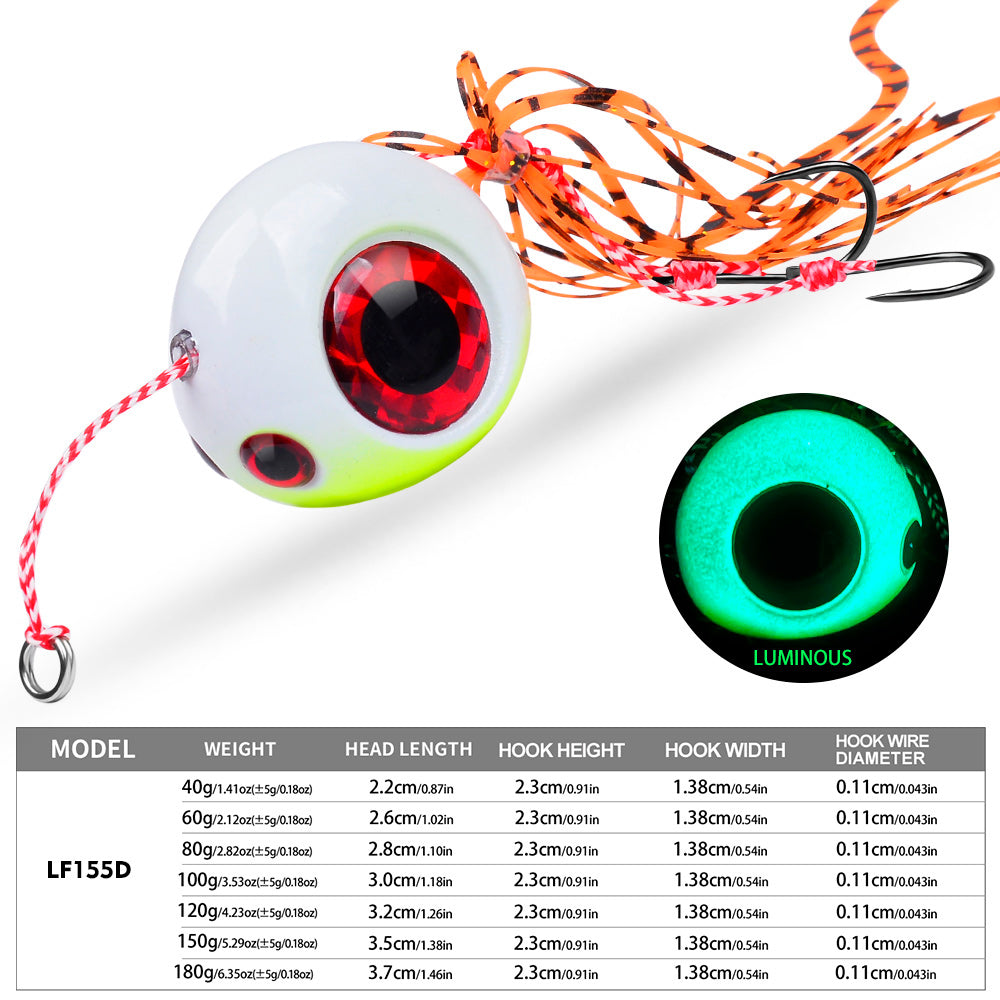 KATYUSHA Lead Slider Jig Lure with 3D Big Eye & Octopus Skirt Saltwater Fishing Bait 40g-180g