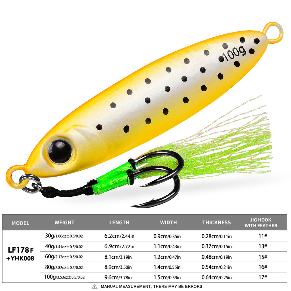 KATYUSHA 30–100g Luminous Metal Jig Lure with Feather Assist Hook