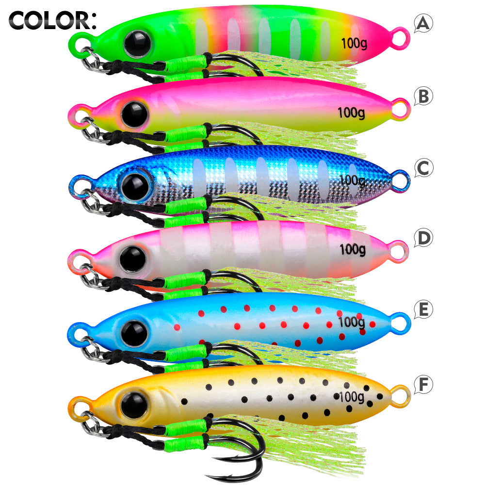 KATYUSHA 30–100g Luminous Metal Jig Lure with Feather Assist Hook