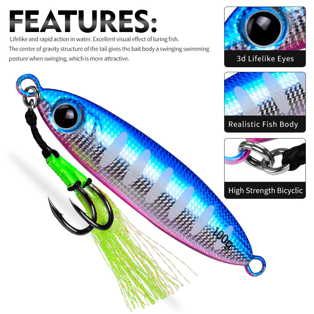 KATYUSHA 30–100g Luminous Metal Jig Lure with Feather Assist Hook
