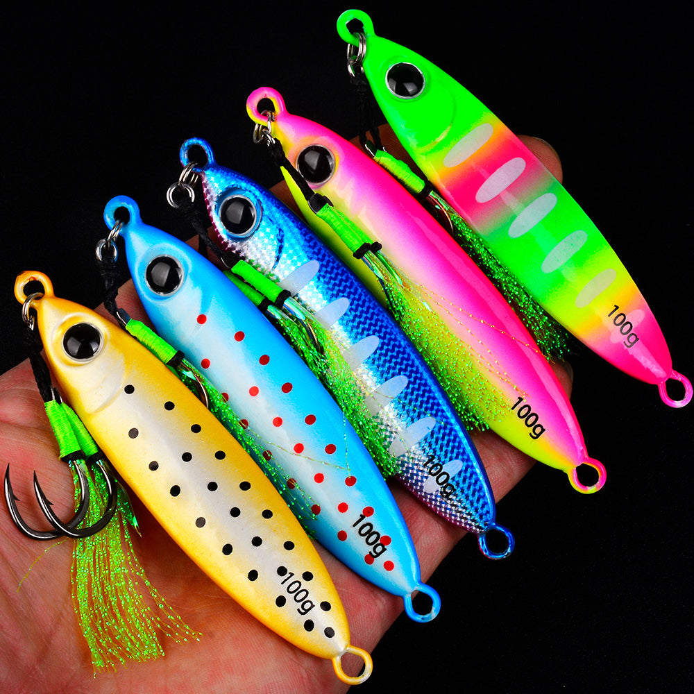 KATYUSHA 30–100g Luminous Metal Jig Lure with Feather Assist Hook