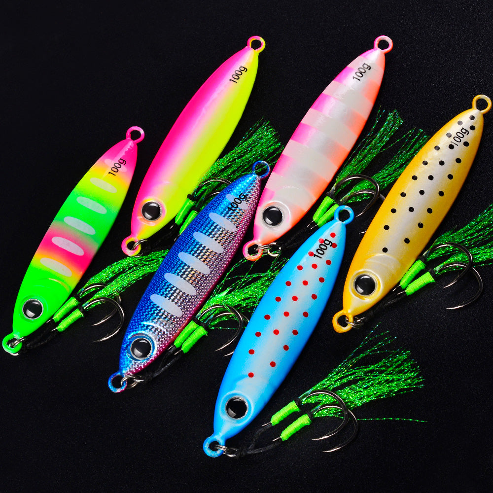 KATYUSHA 30–100g Luminous Metal Jig Lure with Feather Assist Hook