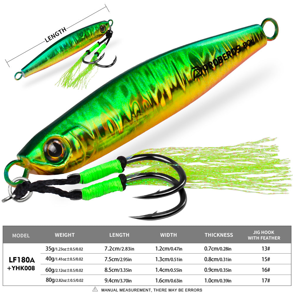 KATYUSHA Metal Jig Lure, 35g-80g, Multi-Color Holographic Fish Design Saltwater Vertical Jigging Bait, Realistic 3D Eye Finish