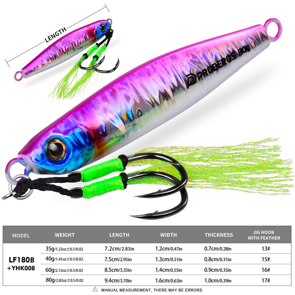 KATYUSHA Metal Jig Lure, 35g-80g, Multi-Color Holographic Fish Design Saltwater Vertical Jigging Bait, Realistic 3D Eye Finish