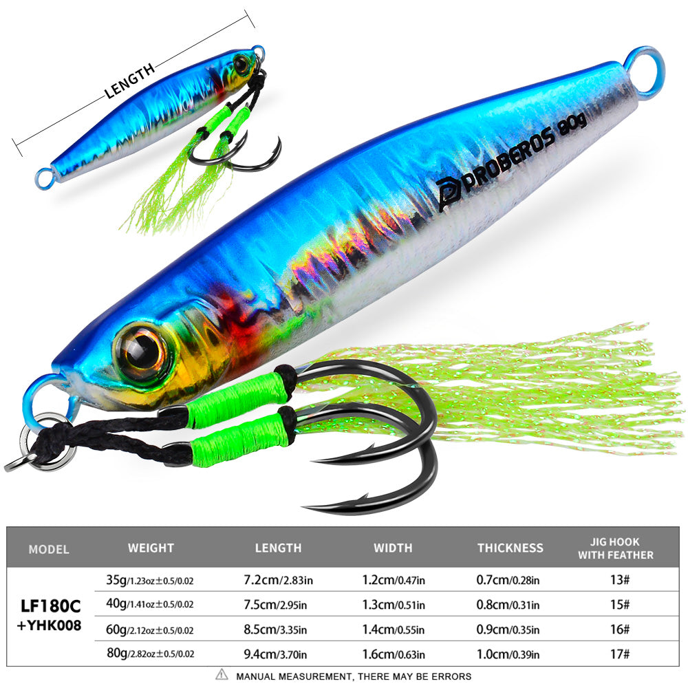 KATYUSHA Metal Jig Lure, 35g-80g, Multi-Color Holographic Fish Design Saltwater Vertical Jigging Bait, Realistic 3D Eye Finish