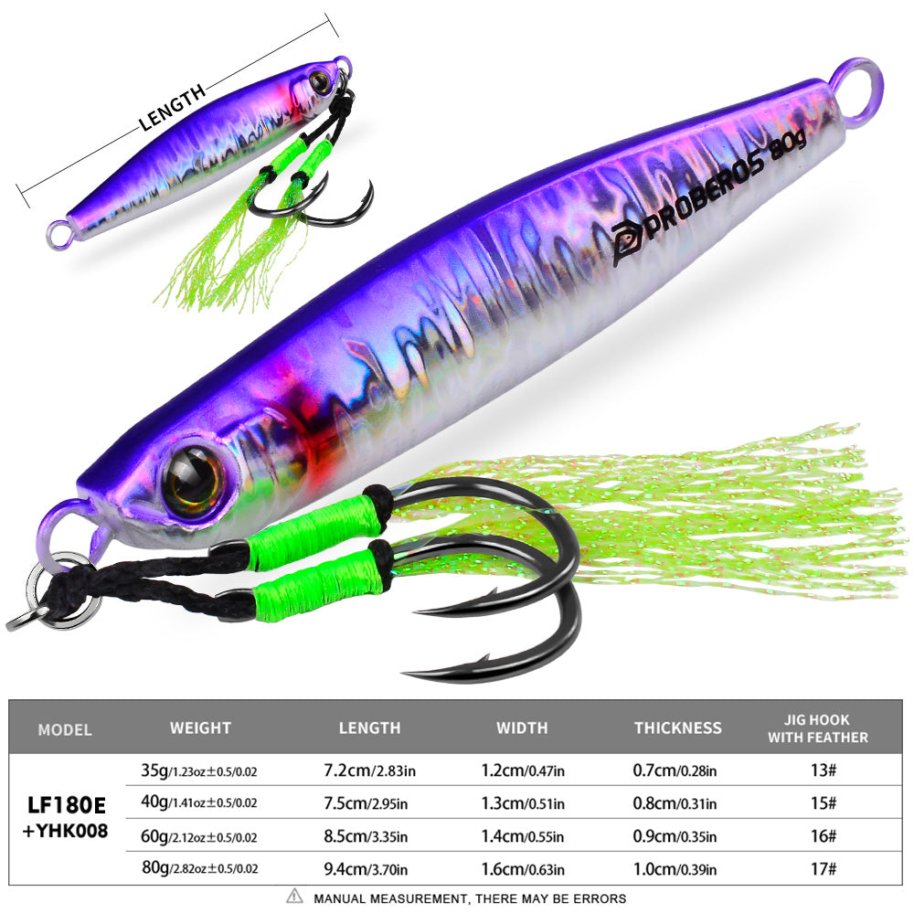 KATYUSHA Metal Jig Lure, 35g-80g, Multi-Color Holographic Fish Design Saltwater Vertical Jigging Bait, Realistic 3D Eye Finish