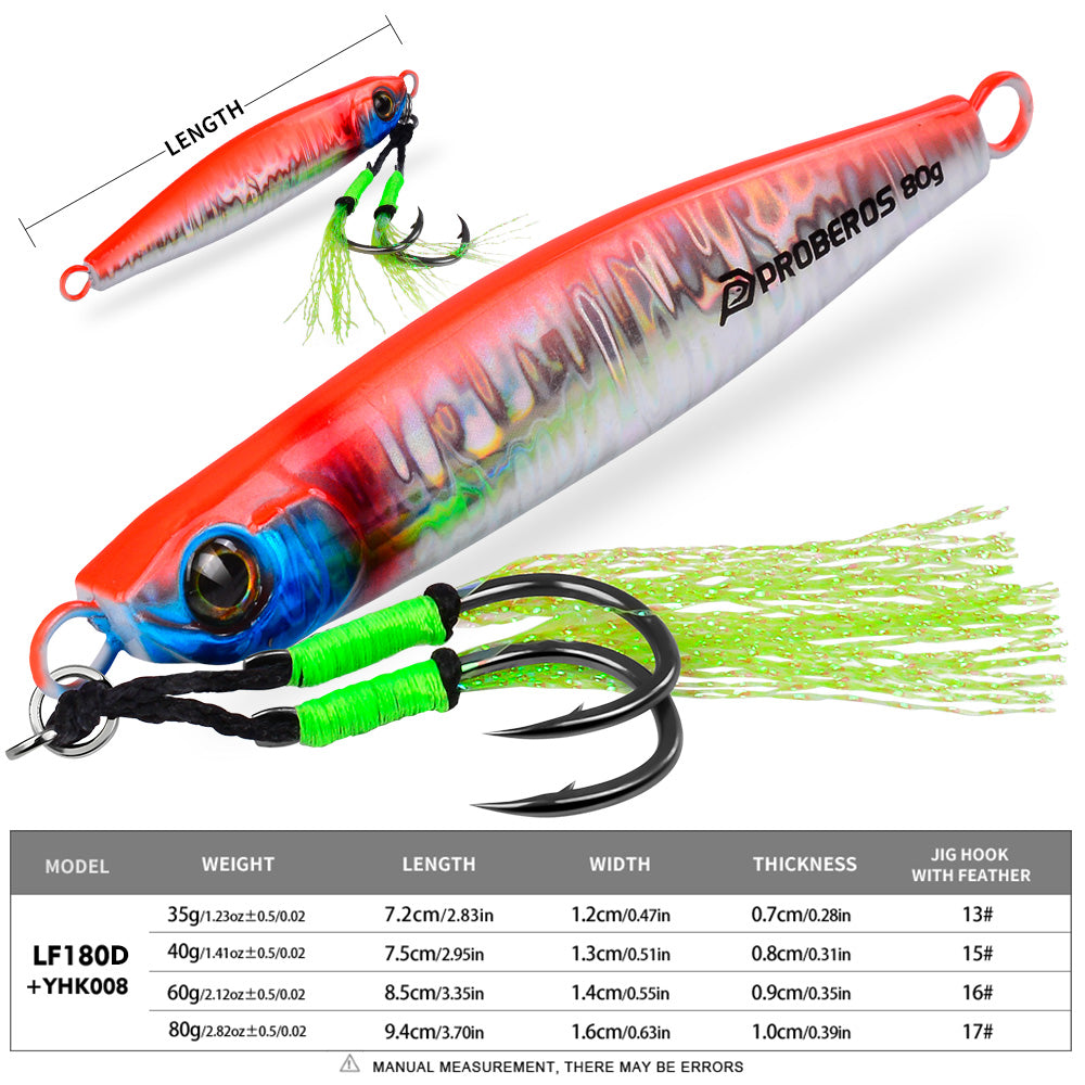 KATYUSHA Metal Jig Lure, 35g-80g, Multi-Color Holographic Fish Design Saltwater Vertical Jigging Bait, Realistic 3D Eye Finish