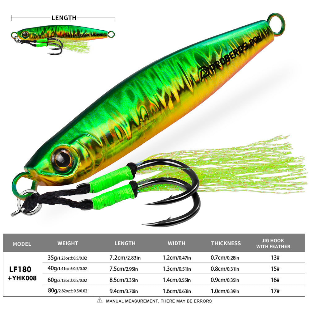 KATYUSHA Metal Jig Lure, 35g-80g, Multi-Color Holographic Fish Design Saltwater Vertical Jigging Bait, Realistic 3D Eye Finish