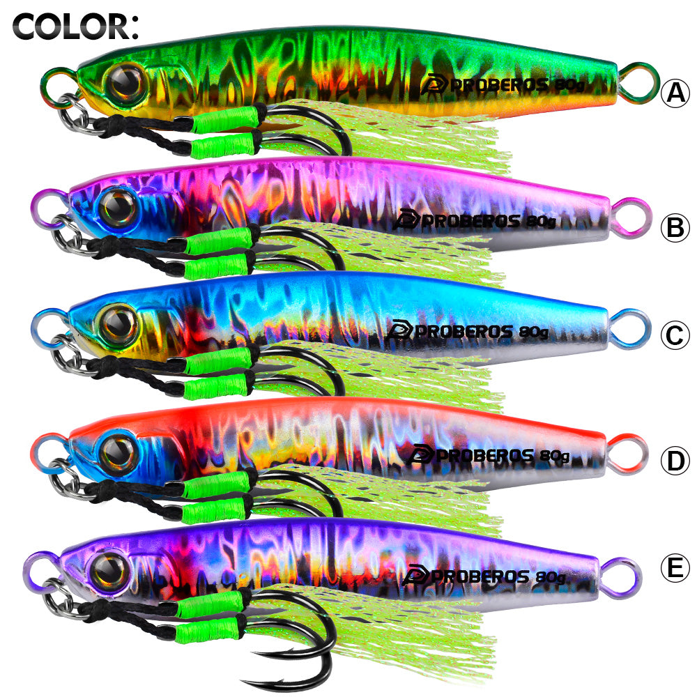KATYUSHA Metal Jig Lure, 35g-80g, Multi-Color Holographic Fish Design Saltwater Vertical Jigging Bait, Realistic 3D Eye Finish