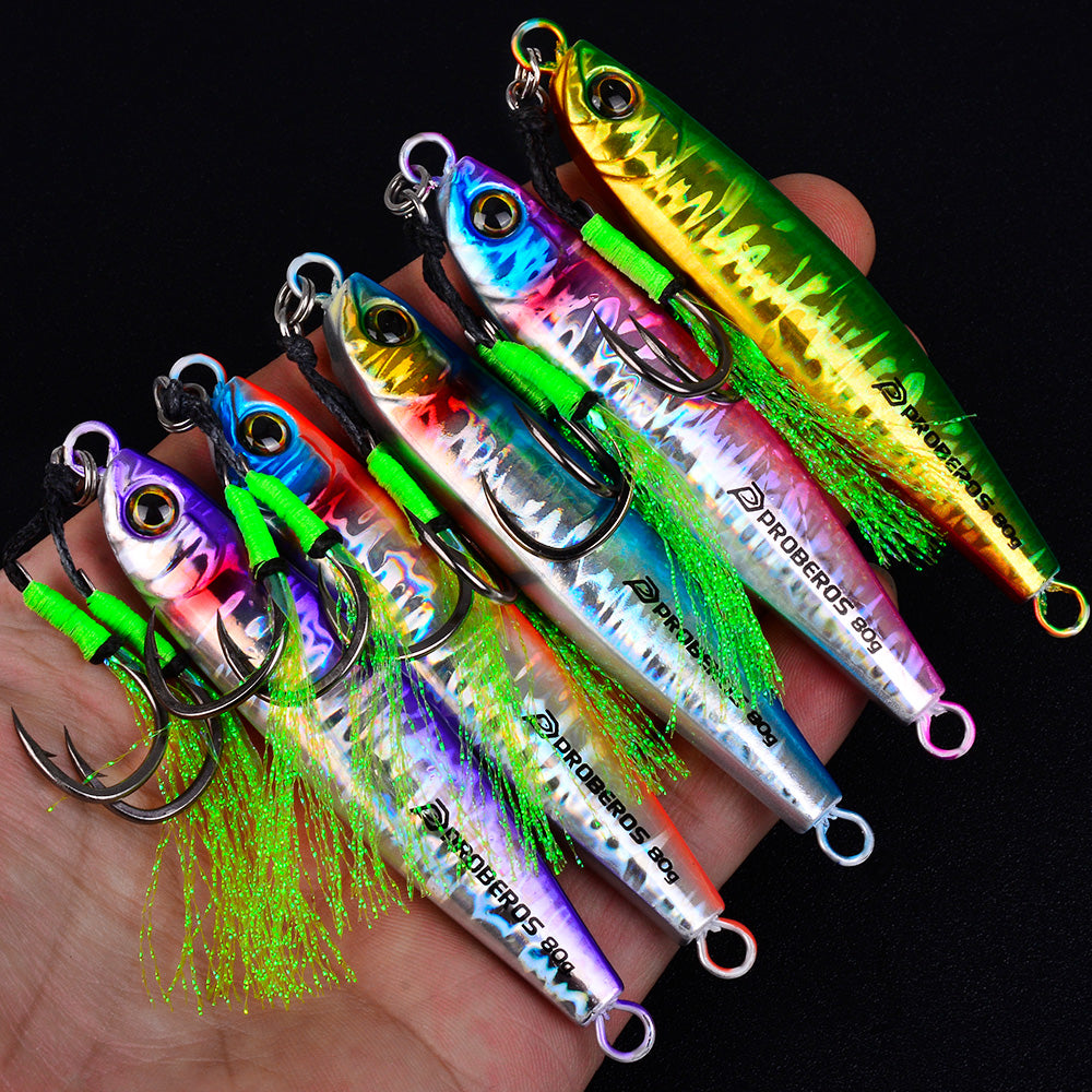 KATYUSHA Metal Jig Lure, 35g-80g, Multi-Color Holographic Fish Design Saltwater Vertical Jigging Bait, Realistic 3D Eye Finish