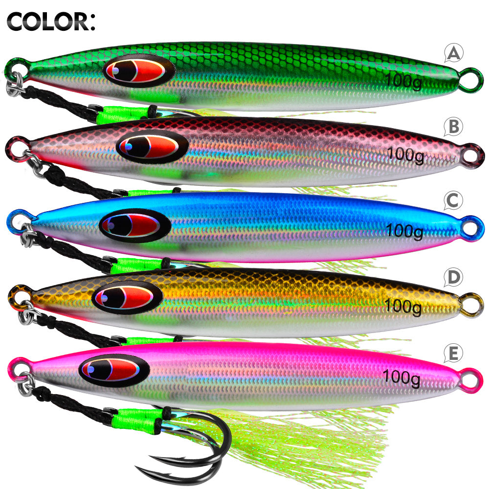 KATYUSHA Metal Jig Lure, with Feather Assist Hook, 20g-100g, Realistic Scale Design Offshore Fishing Jig