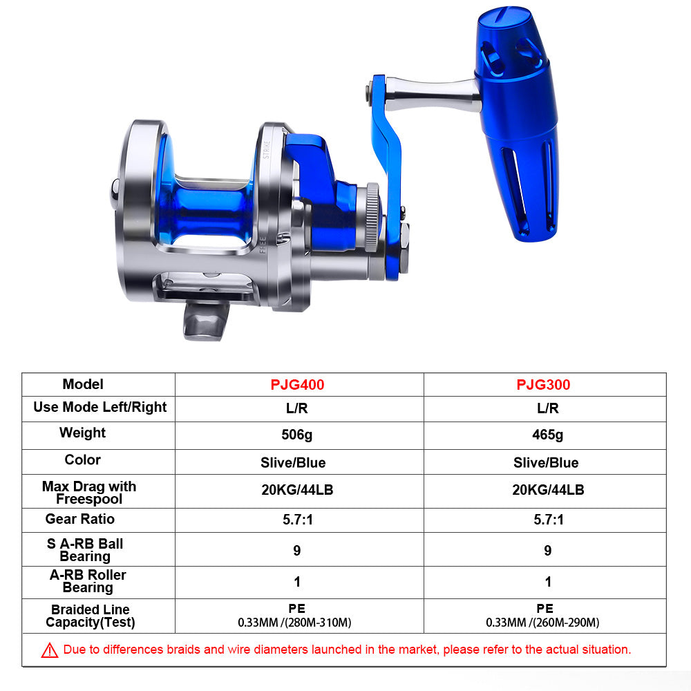 KATYUSHA PJG Jigging Reel Aluminum Alloy Jig Reel Zero Gap Smooth Drag Pre - Spooled PE Line Jigging Reel 300/ 400 Series Fishing Tackle