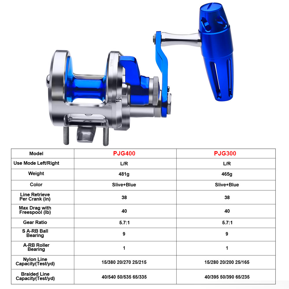 KATYUSHA PJG Jigging Reel Aluminum Alloy Jig Reel Zero Gap Smooth Drag Pre - Spooled PE Line Jigging Reel 300/ 400 Series Fishing Tackle - detail view