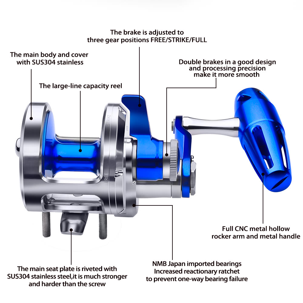 KATYUSHA PJG Jigging Reel Aluminum Alloy Jig Reel Zero Gap Smooth Drag Pre - Spooled PE Line Jigging Reel 300/ 400 Series Fishing Tackle - detail view