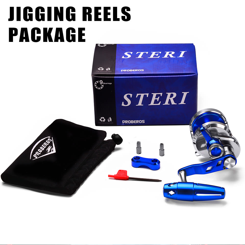 KATYUSHA PJG Jigging Reel Aluminum Alloy Jig Reel Zero Gap Smooth Drag Pre - Spooled PE Line Jigging Reel 300/ 400 Series Fishing Tackle - retail packaging