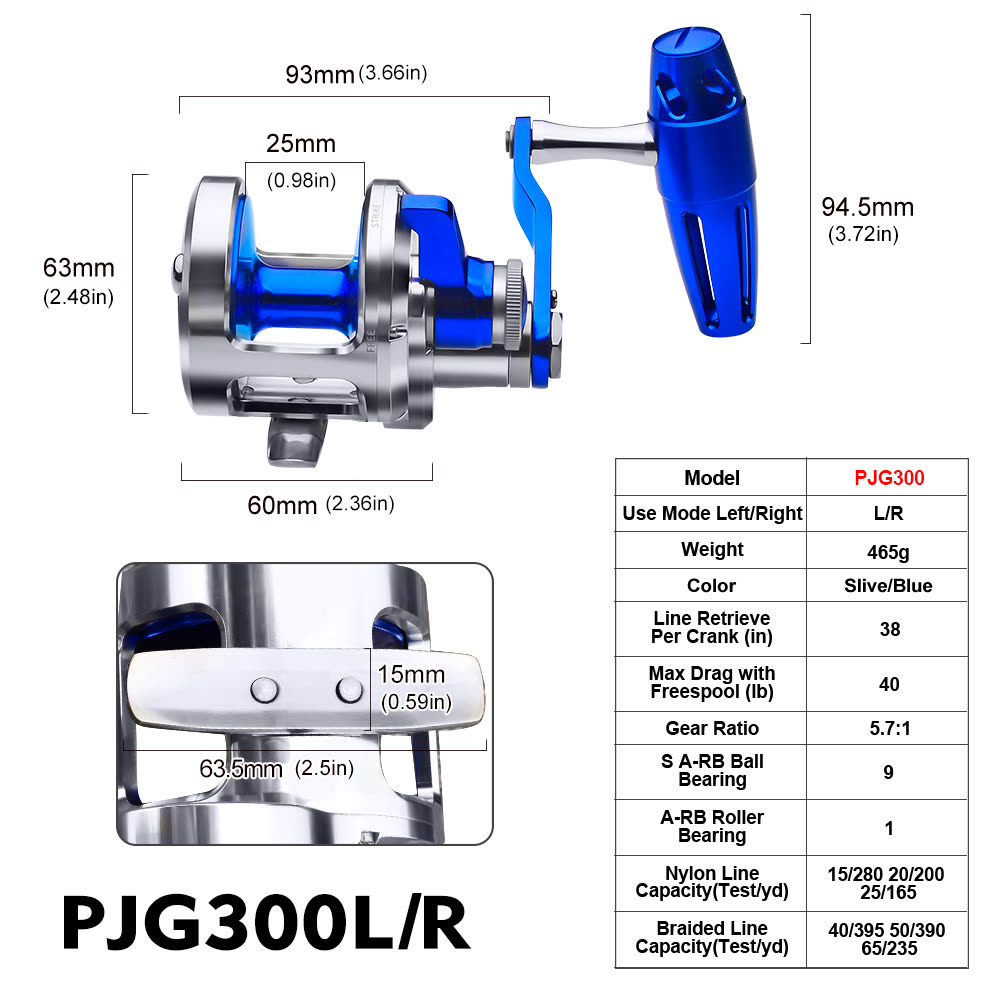 KATYUSHA PJG Jigging Reel Aluminum Alloy Jig Reel Zero Gap Smooth Drag Pre - Spooled PE Line Jigging Reel 300/ 400 Series Fishing Tackle - colour option PJG300