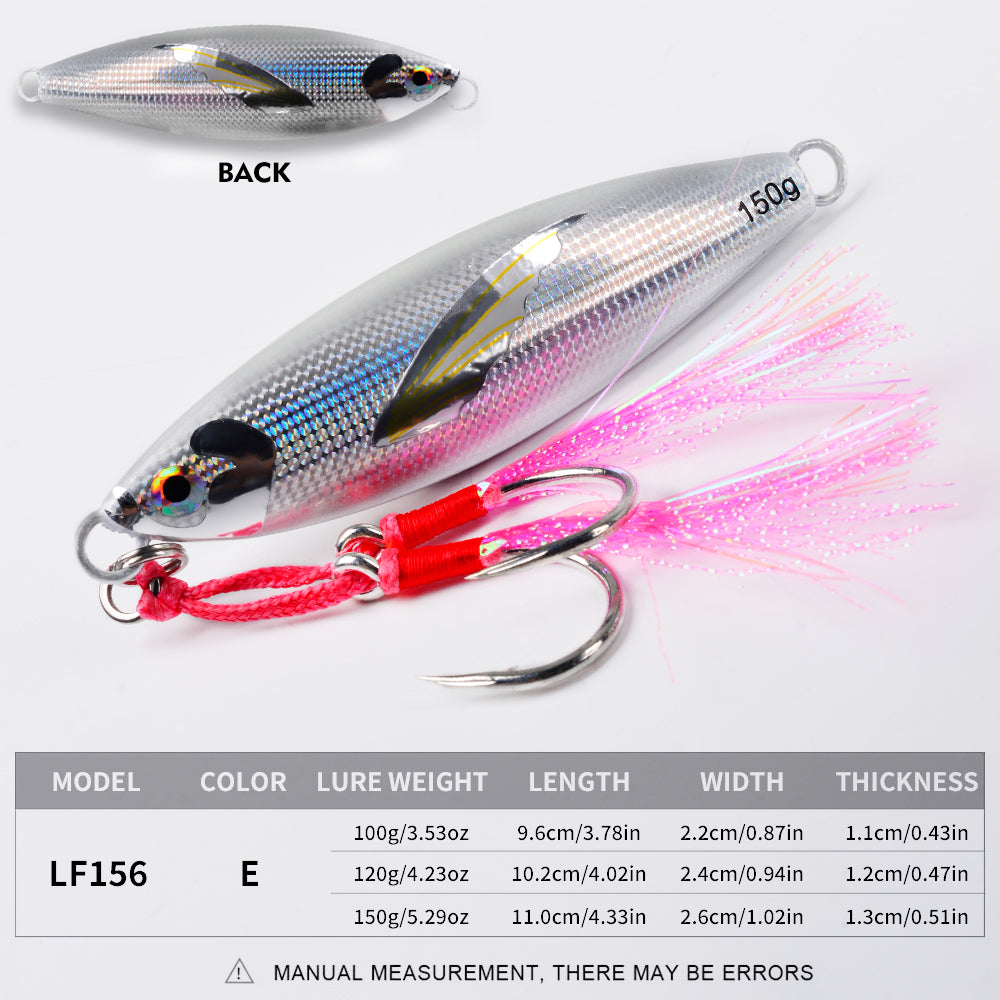 KATYUSHA Saltwater Vertical Jigging Bait, Lifelike Wing Design Metal Jig Lure, 30g-150g, 6 Colors（ with Assist Hook）