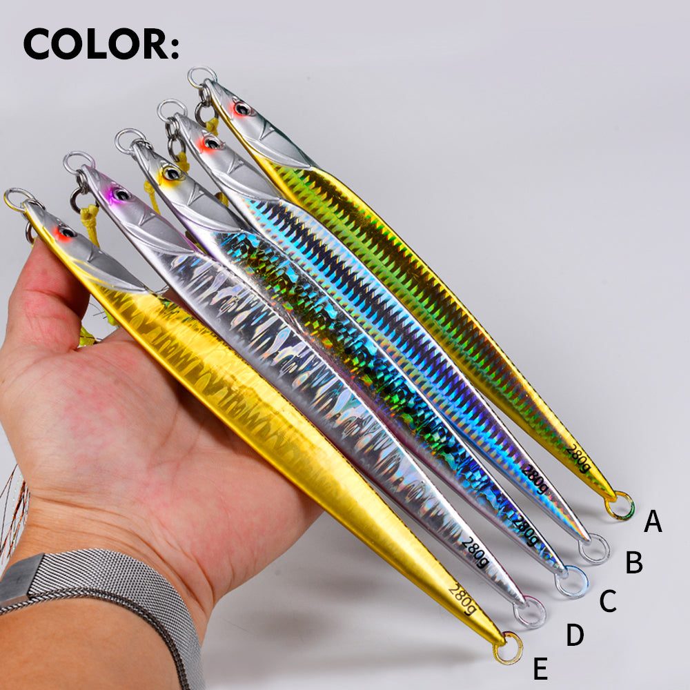 KATYUSHA Saltwater Vertical Jigging Bait with Realistic Fish Head Design Metal Jig Lure, 80g-300g, Multi-Color Options, with Assist Hook