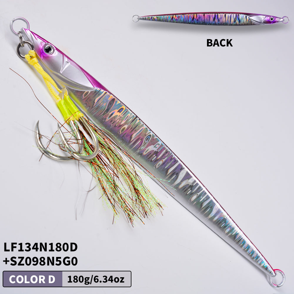 KATYUSHA Saltwater Vertical Jigging Bait with Realistic Fish Head Design Metal Jig Lure, 80g-300g, Multi-Color Options, with Assist Hook