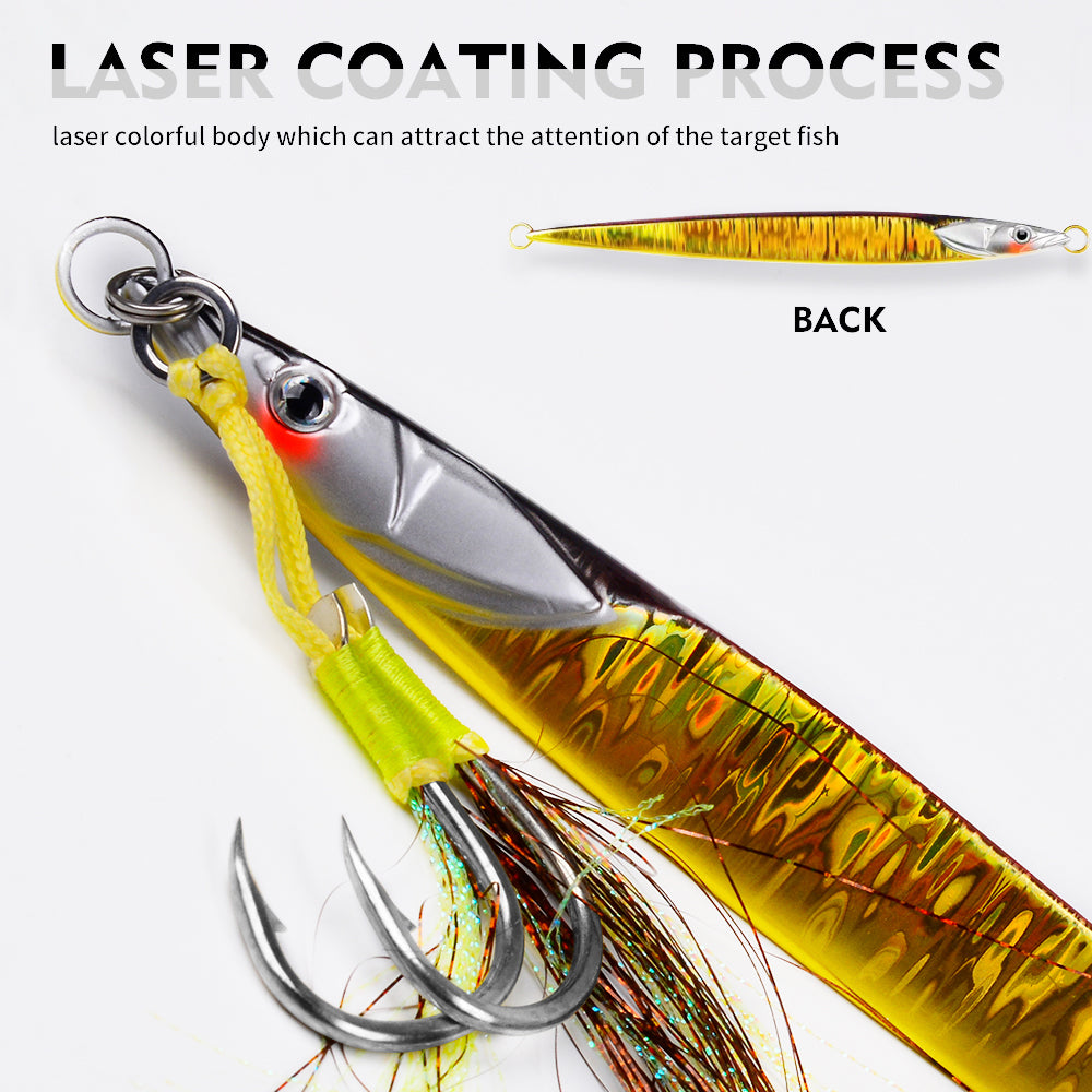 KATYUSHA Saltwater Vertical Jigging Bait with Realistic Fish Head Design Metal Jig Lure, 80g-300g, Multi-Color Options, with Assist Hook
