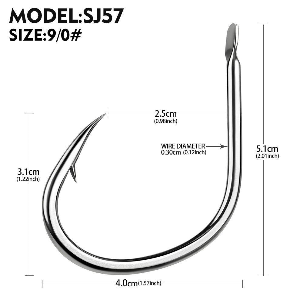 KATYUSHA SJ57 Stainless Steel Circle Fishing Hooks, 1/ 0#-9/ 0# Heavy Duty Hooks
