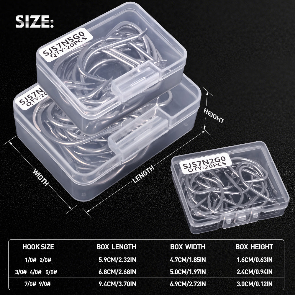 KATYUSHA SJ57 Stainless Steel Circle Fishing Hooks, 1/ 0#-9/ 0# Heavy Duty Hooks