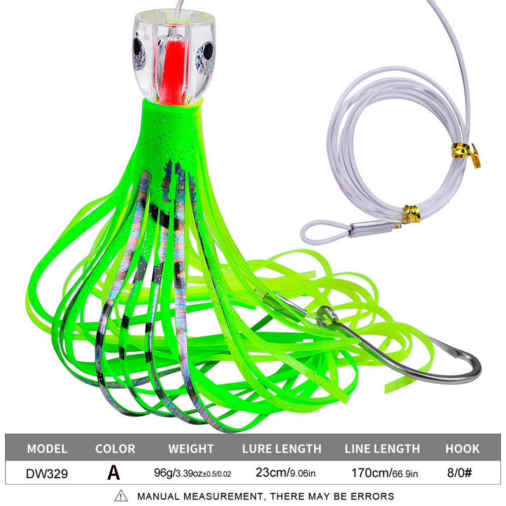 KATYUSHA Squid Trolling Lure, 96g, 23cm, 6PCS Set, with 8/ 0# Hook & 170cm Leader