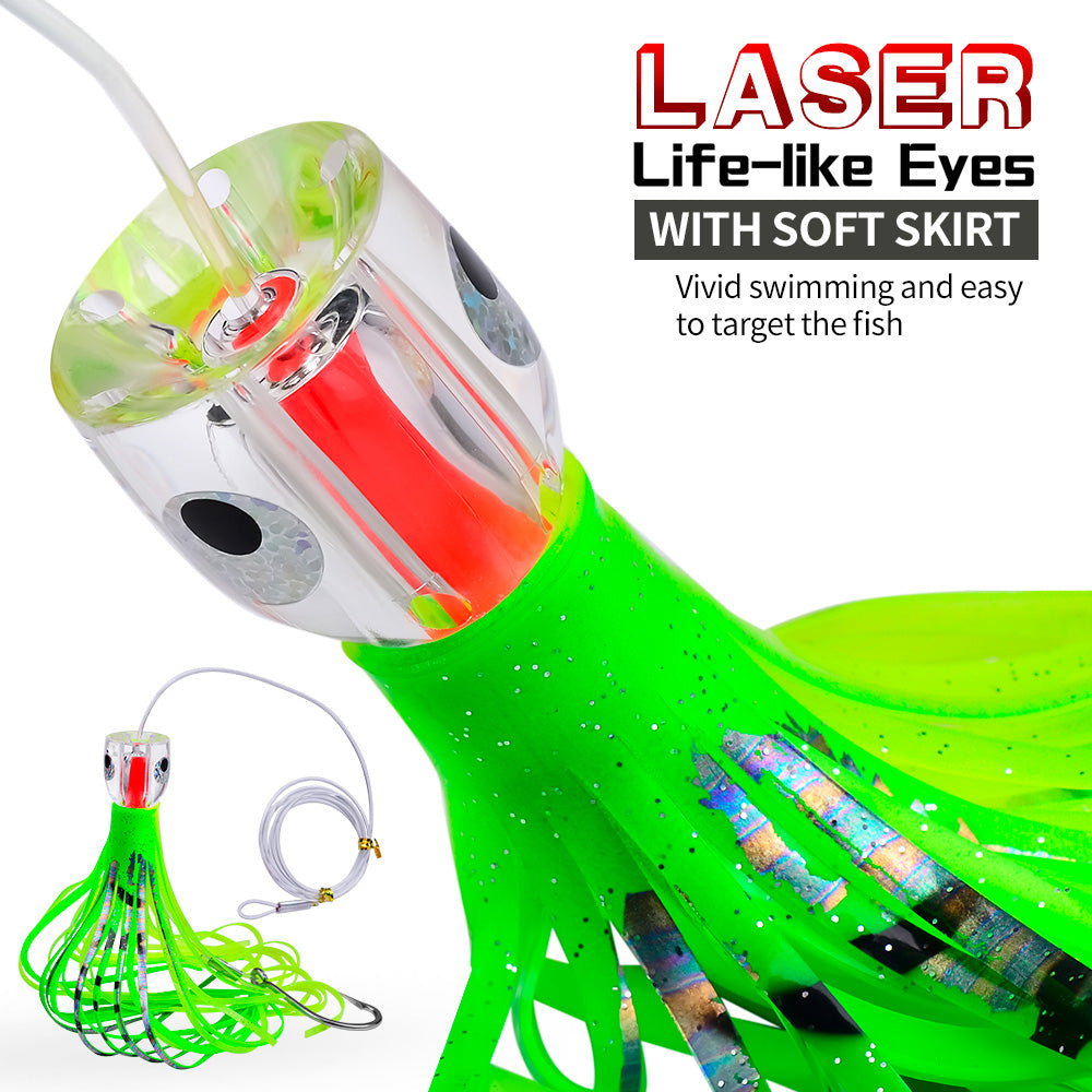 KATYUSHA Squid Trolling Lure, 96g, 23cm, 6PCS Set, with 8/ 0# Hook & 170cm Leader