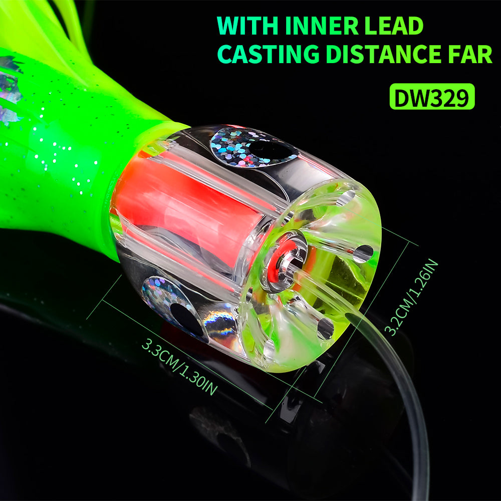 KATYUSHA Squid Trolling Lure, 96g, 23cm, 6PCS Set, with 8/ 0# Hook & 170cm Leader