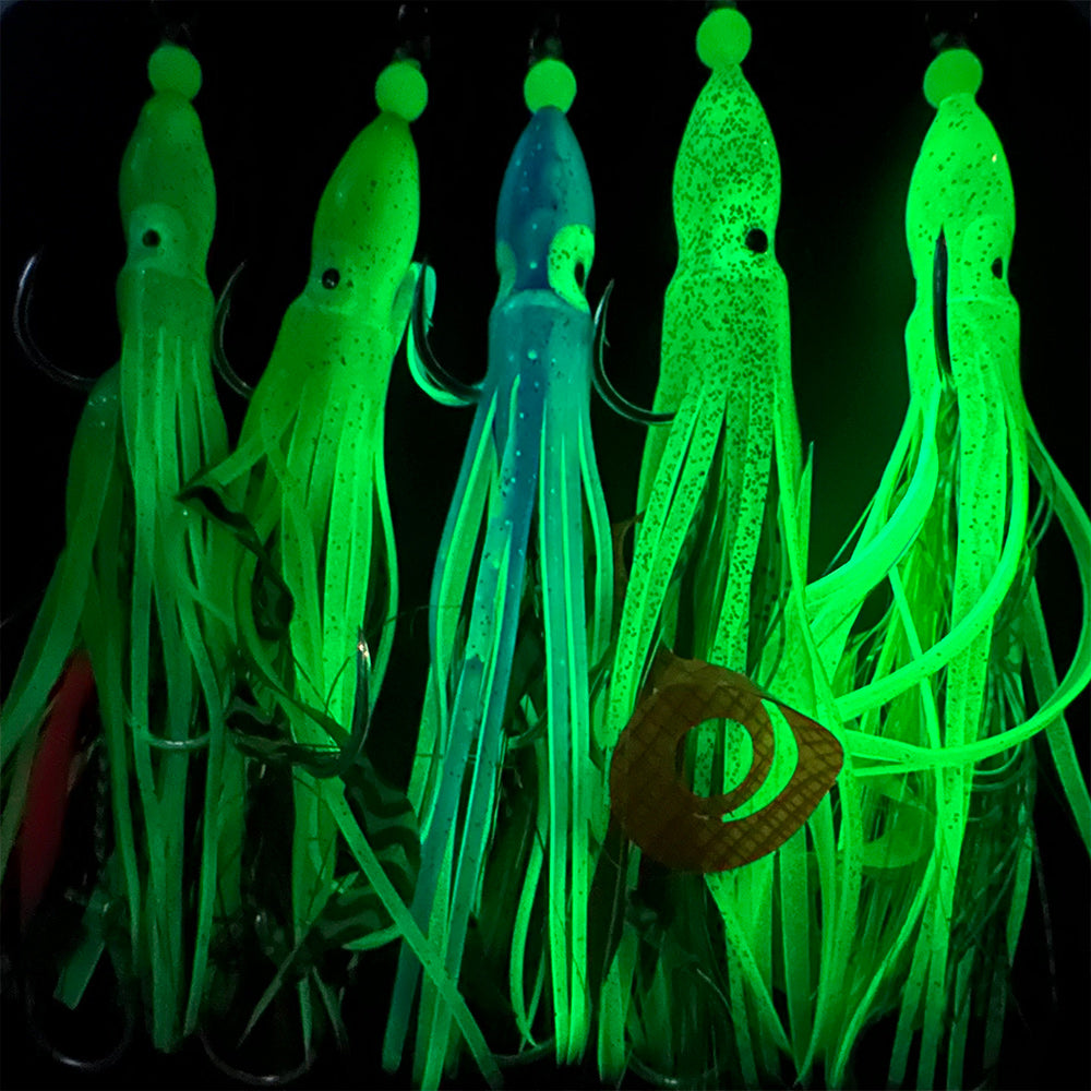 KATYUSHA Squid Skirt Lure, 10.5-18g/ 17cm, 1/ 0#-4/ 0# Blood Groove Hook, Luminous Tail, for Tuna/ Marlin