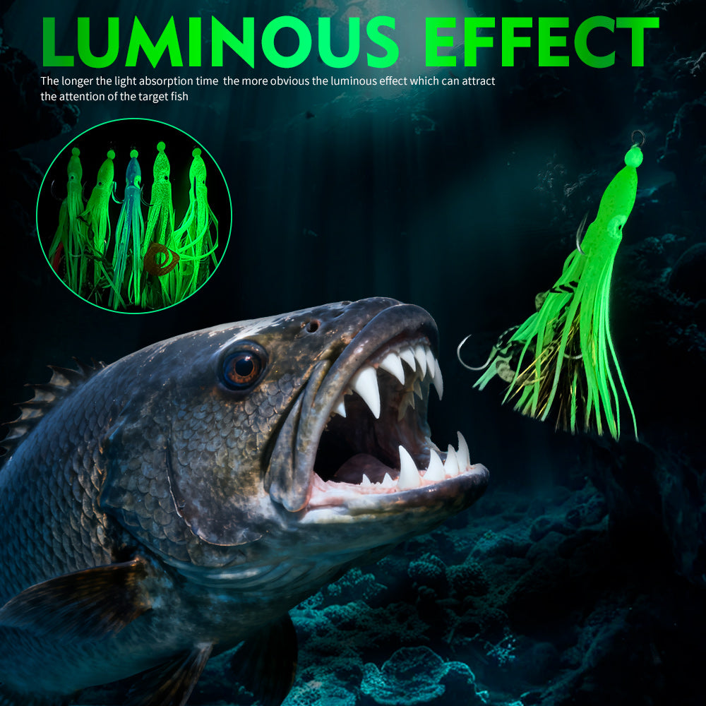 KATYUSHA Squid Skirt Lure, 10.5-18g/ 17cm, 1/ 0#-4/ 0# Blood Groove Hook, Luminous Tail, for Tuna/ Marlin