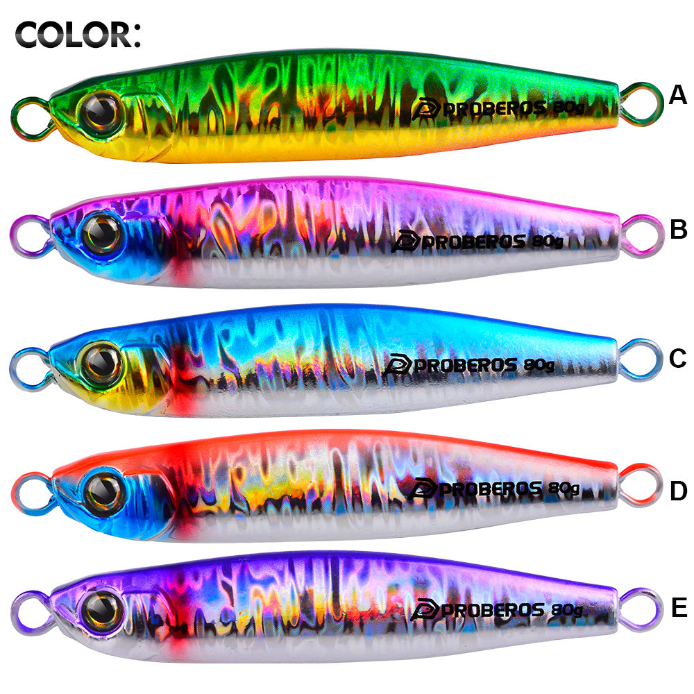 KATYUSHA Metal Jig Lure, 35g-80g, Multi-Color Holographic Fish Design Saltwater Vertical Jigging Bait, Realistic 3D Eye Finish