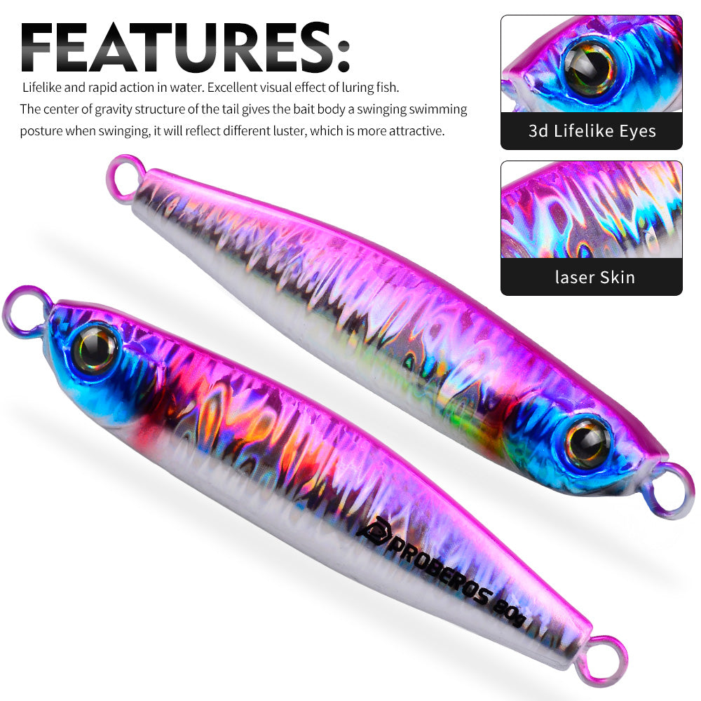 KATYUSHA Metal Jig Lure, 35g-80g, Multi-Color Holographic Fish Design Saltwater Vertical Jigging Bait, Realistic 3D Eye Finish