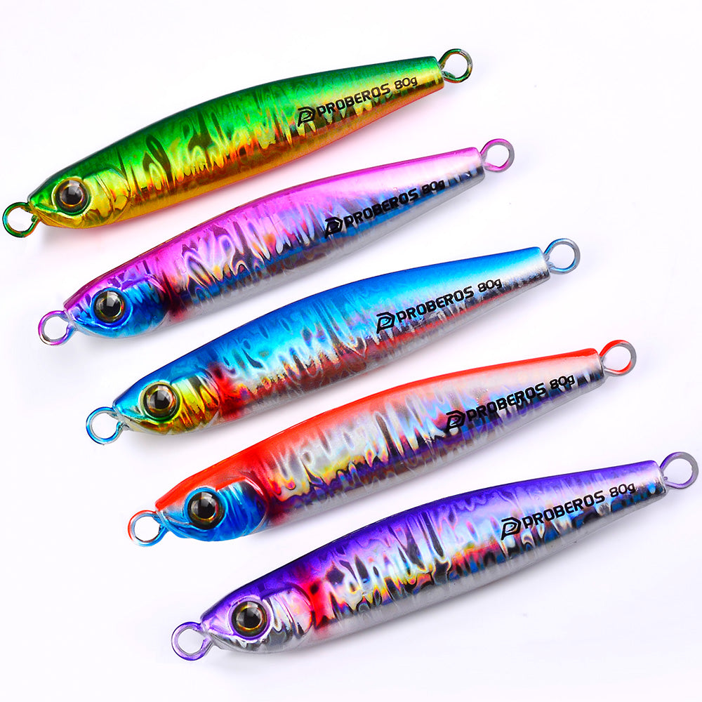 KATYUSHA Metal Jig Lure, 35g-80g, Multi-Color Holographic Fish Design Saltwater Vertical Jigging Bait, Realistic 3D Eye Finish