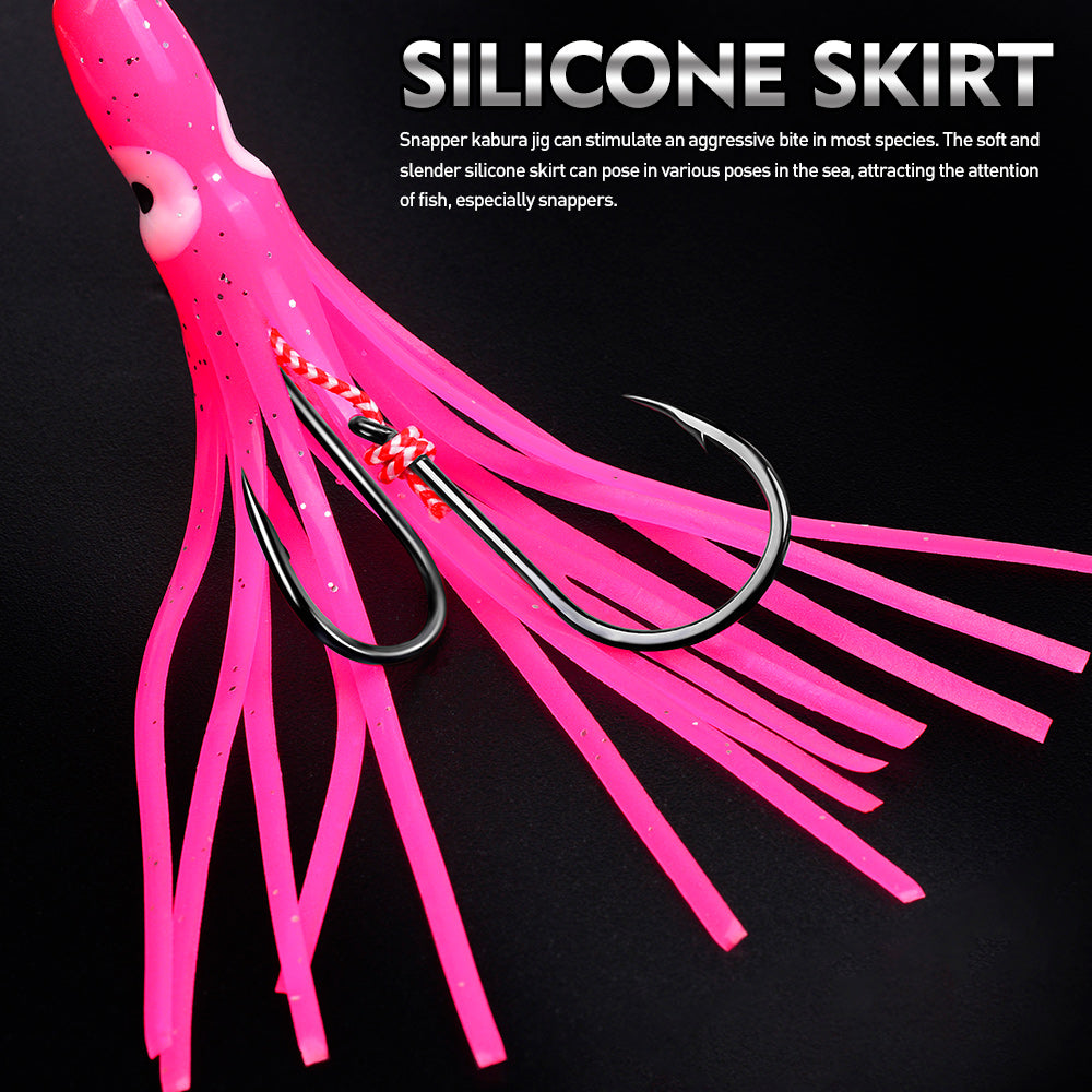 KATYUSHA Metal Jig Lure, 60g-200g, with Luminous Squid Assist Saltwater Deep-Sea Jigging Bait with Squid Skirt